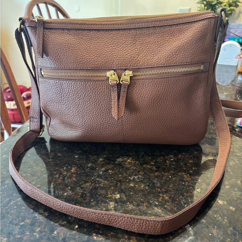 Fossil Brown Leather Crossbody Bag